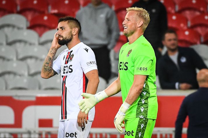 Andy Delort lék áður með Nice og var þá liðsfélagi Kasper Schmeichel.