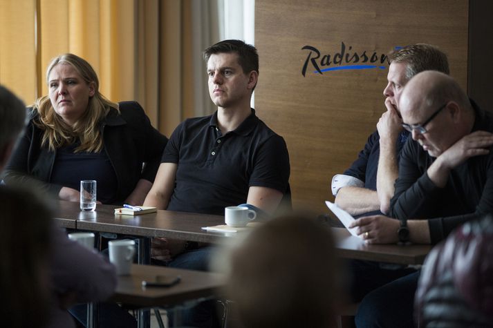 Rannveig Grétarsdóttir, framkvæmdastjóri Eldingar, Ívar Ingimarsson, framkvæmdastjóri Óseyrar, Ásberg Jónsson, stofnandi Nordic Visitor, og Hallgrímur Lárusson hjá Snæland Grímsson fluttu framsögur á fundinum.