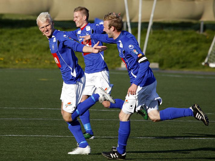 Halldór Orri Björnsson fagnar marki sínu í gær.