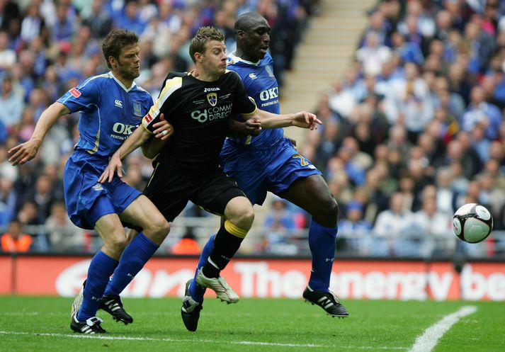 Hermann og Campbell í leik með Portsmouth.