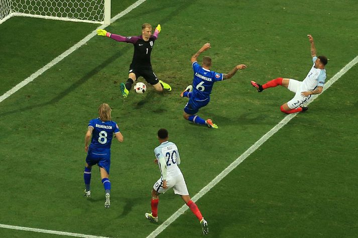 Joe Hart stóð í marki Englands gegn Íslandi á EM 2016 en hann lék sinn síðasta landsleik árið 2017.