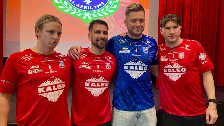 Þórður Gunnar, Oliver, Jökull og Axel Óskar tóku sig vel út í Kaleo-búningunum.