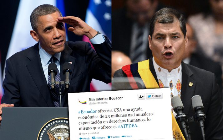 Mikil kergja hefur komið upp á milli landanna, en bæði Obama og Correa eru umdeildir í heimalandinu.