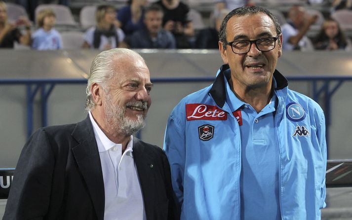 De Laurentiis og Maurizio Sarri á góðri stund.