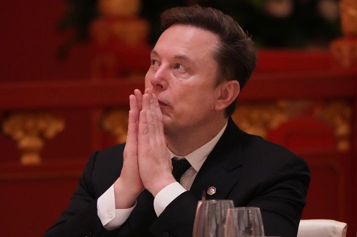 Elon Musk í Peking Kína í síðustu viku.