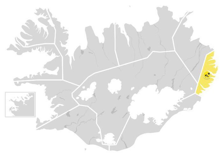 Viðvörunin er í gildi frá klukkan 6 í fyrramálið til klukkan 13.