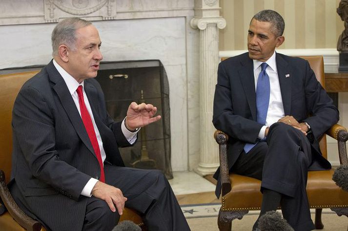 Obama og Netanjahú ræddu saman í Hvíta húsinu í gær.