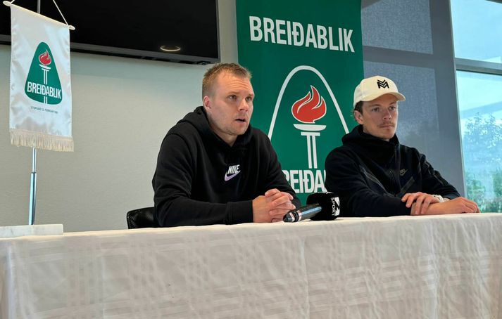 Halldór Árnason og Höskuldur Gunnlaugsson fyrirliði Blika á blaðamannafundi fyrir leikinn.