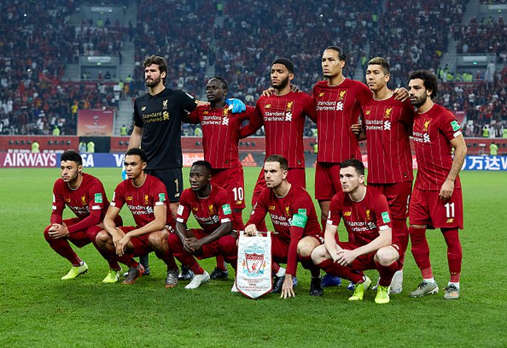 Leikmenn Liverpool fyrir úrslitaleikinn á HM félagsliða.