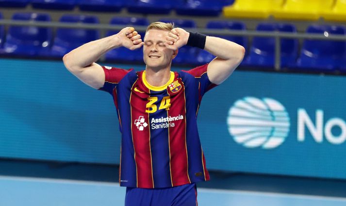 Aron Palmarsson fagnar sigri með Barcelona en kvaddi félagið sem fjórfaldur meistari.