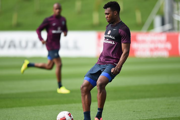 Daniel Sturridge á æfingu enska landsliðsins stuttu áður en hann meiddist.