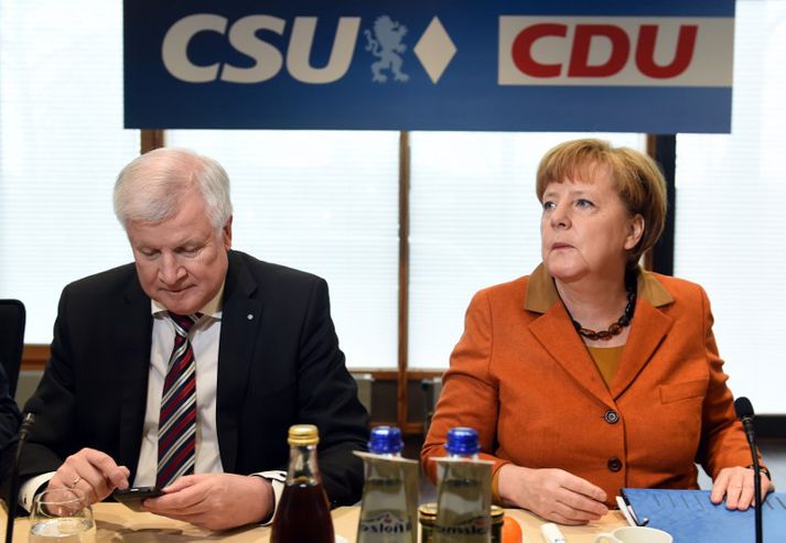 Horst Seehofer, formaður CSU, og Angela Merkel, Þýskalandskanslari og formaður CDU.
