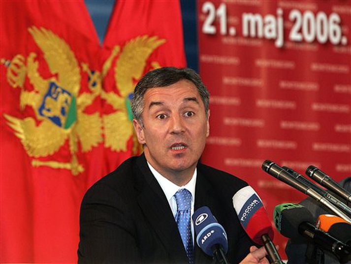 Milo Djukanovic var ánægður með úrslitin.
