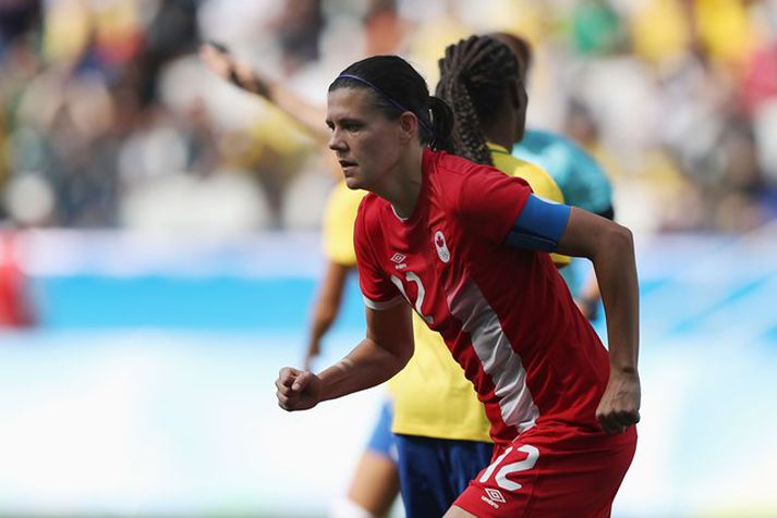 Christine Sinclair skoraði annað mark Kanada.