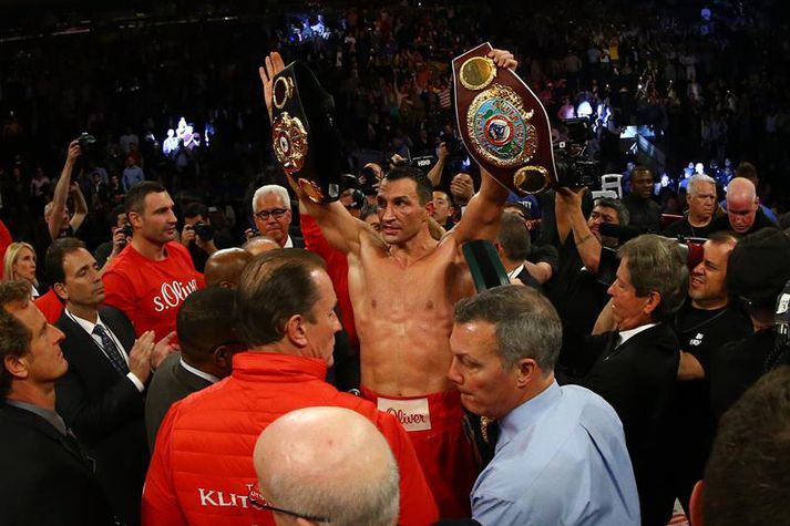 Klitschko fagnar í Madison Sqaure Garden.