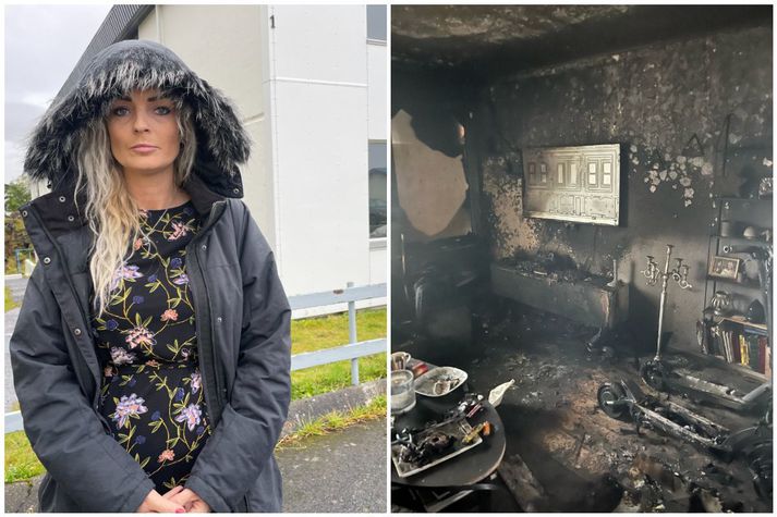 Erla Kristjánsdóttir missti allt sitt þegar félagsleg íbúð sem hún hefur leigt af Hafnarfjarðarbæ brann til kaldra kola. Hún gagnrýnir úrræðaleysi sveitarfélagsins  í málinu en hún hafi ekki fengið neina aðstoð þaðan. Sárasti missirinn sé þó af kisunni Óliver sem hún telur að hefði mátt bjarga.