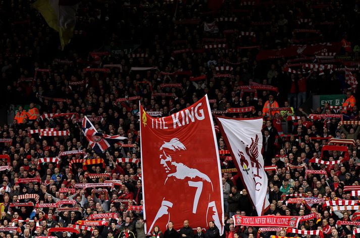 Kop-stúkan er fræg á Anfield, heimavelli Liverpool.