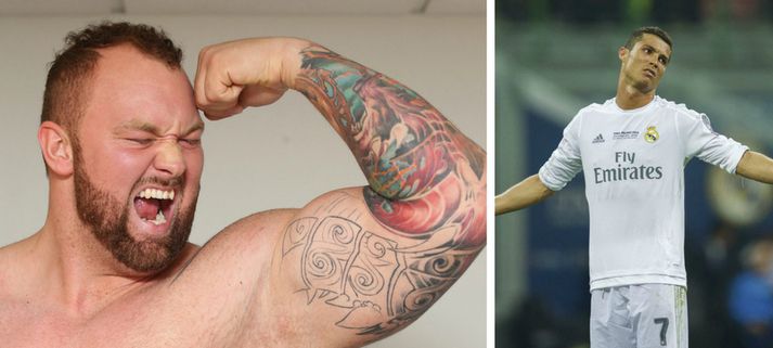 Hafþór Júlíus Björnsson og Cristiano Ronaldo.