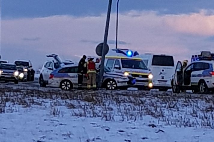 Frá vettvangi slyssins.