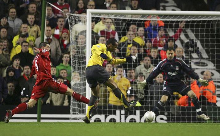 Það voru skoruðu 9 mörk í síðasta leik Liverpool og Arsenal.
