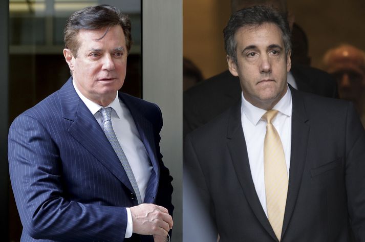 Paul Manafort (t.v.) og Michael Cohen (t.h.), fyrrverandi starfsmenn Donalds Trump, eru í vondum málum.