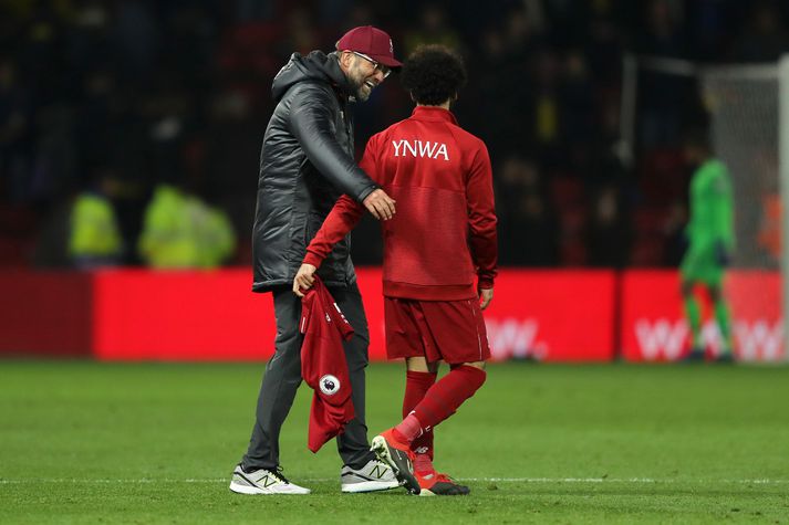 Jürgen Klopp og Mohamed Salah.