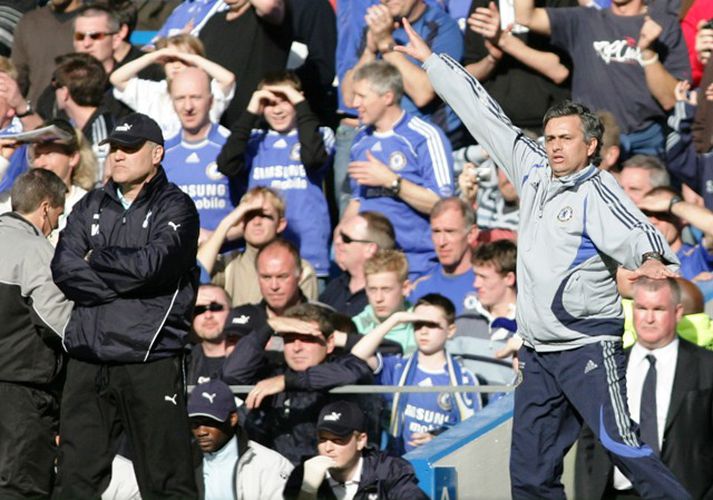 Martin Jol og José Mourinho á leiknum í gær
