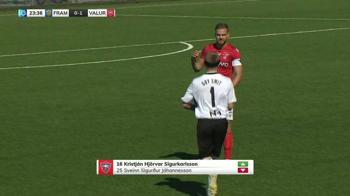 Kristján Hjörvar Sigurkarlsson hljóp inn á völlinn í treyju merktri Guy Smit.