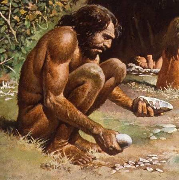 Teikning af neanderdalsmanni.
