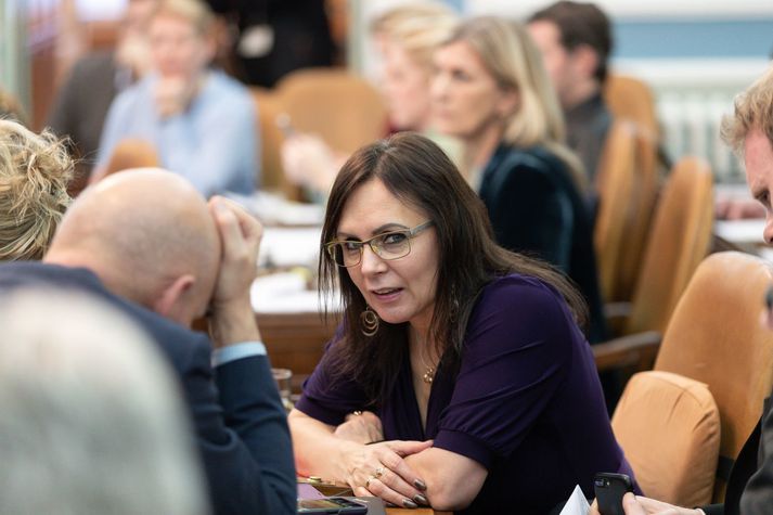 Bjarkey Olsen Gunnarsdóttir Vg, formaður fjárlaganefndar. Meirihluti nefndarinnar, var að mati stjórnsýslufræðings á afar vafasömu róli, svo ekki sé meira sagt, með þá ætlan sína að úthluta N4 á Akureyri 100 milljóna króna styrk utan dagskrár.