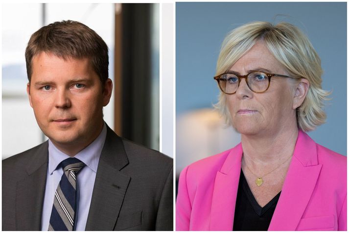 Marinó Örn Tryggvason, bankastjóri Kviku, og Birna Einarsdóttir, bankastjóri Íslandsbanka.