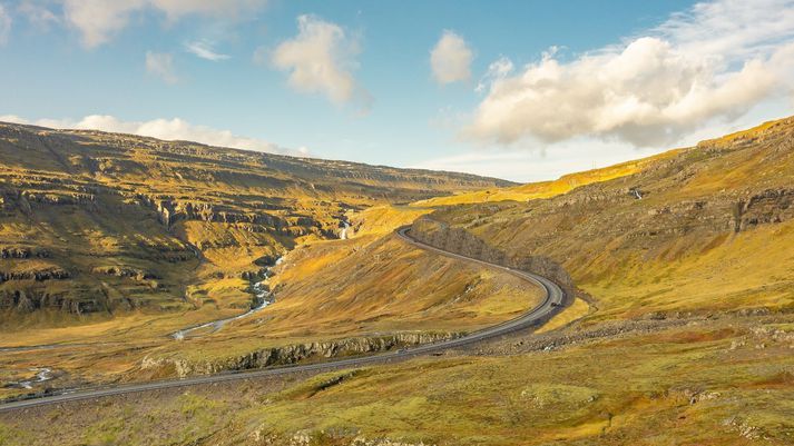 Svona sér Vegagerðin fyrir sér að Axarvegur upp úr Berufirði verði skorinn inn í Vagnabrekku.