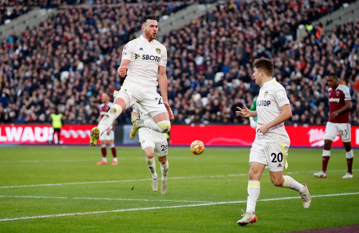 Jack Harrison fagnar einu þriggja marka sinna í dag.