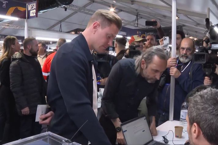 Marc-André ter Stegen reyndi að kjósa en hafði ekki erindi sem erfiði.