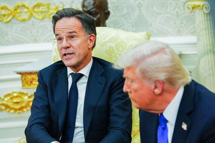 Mark Rutte, framkvæmdastjóri NATO, með Donald Trump í Hvíta húsinu í fyrra. Fundur þeirra í þessari viku var á bak við luktar dyr og virðist hafa verið nokkuð stormasamur.