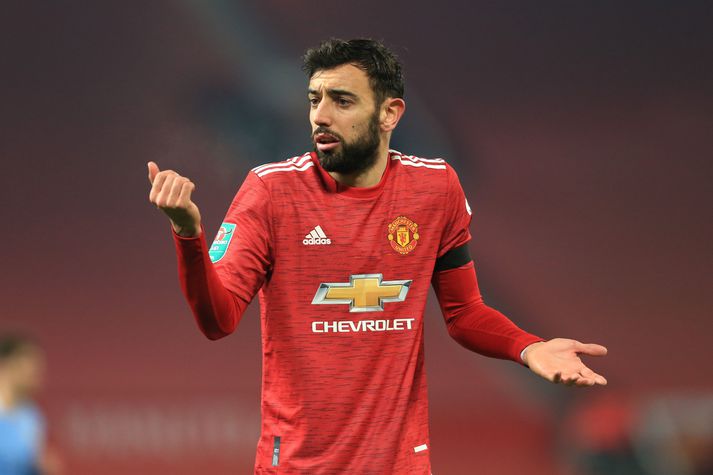 Bruno Fernandes lét lítið fyrir sér fara í Manchester-slagnum í gær.