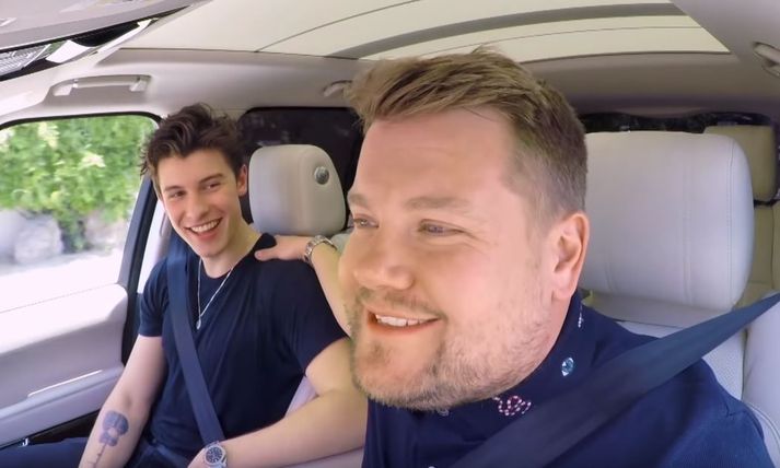 Mendes og Corden fóru á kostum á rúntinum.