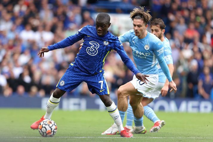 N'Golo Kanté spilaði með Chelsea í stórleiknum gegn Manchester City á laugardag en missir af leiknum annað kvöld.