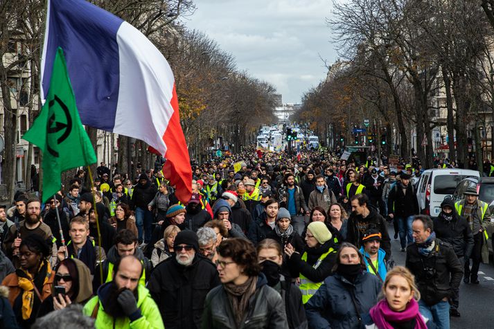 Frá mótmælum í París í gær.