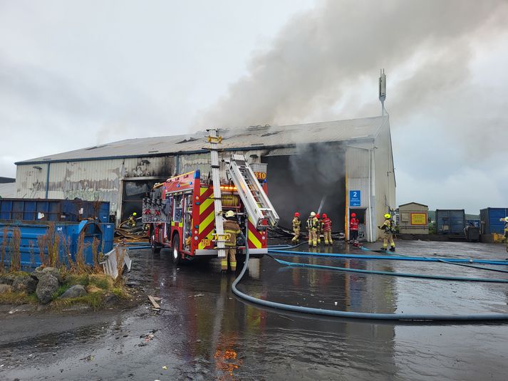 Talsverðar skemmdir urðu á efnamóttöku Terra í Hafnarfirði.