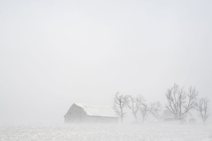 Myndin sýnir storm í Idaho-ríki í Bandaríkjunum. Hiti hefur farið 30 gráður undir frostmark í ríkinu.