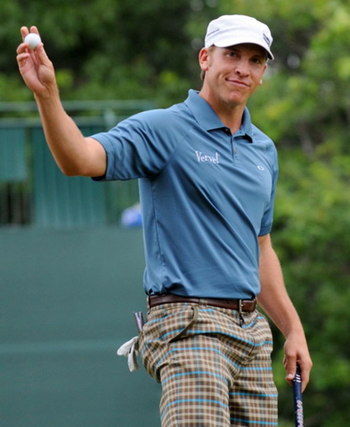 Ricky Barnes á Bethpage-vellinum í dag.