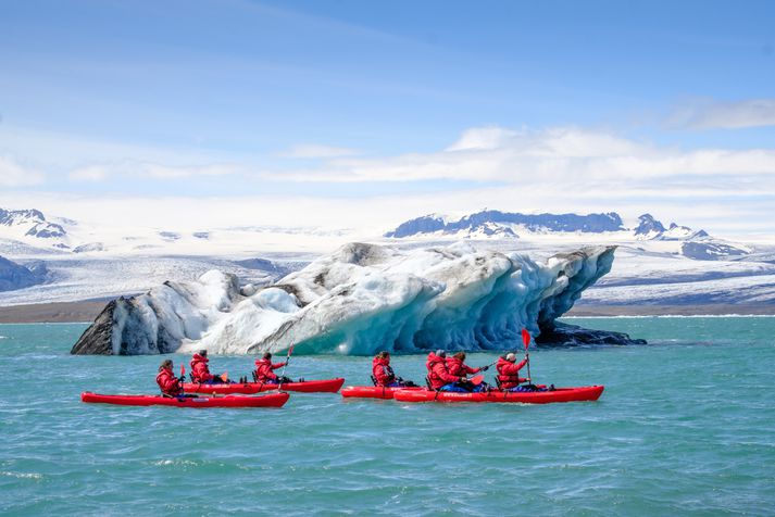 Ferðamenn í Jökulsárlóni.