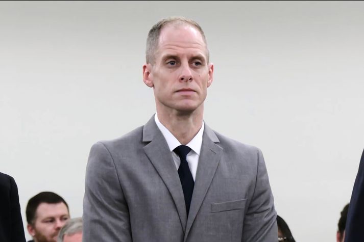 Caleb Flynn í dómsal í síðasta mánuði.