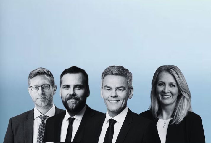 Jón Guðni Ómarsson, bankastjóri Íslandsbanka, Stefán Þór Bjarnason, framkvæmdastjóri Arctica Finance, Ármann Þorvaldsson, forstjóri Kviku og Lilja Björk Einarsdóttir, bankastjóri Landsbankans.