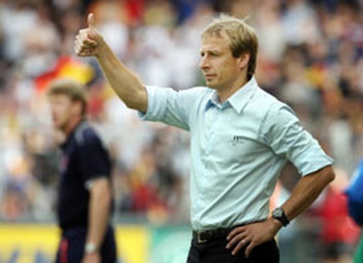 Juergen Klinsmann landsliðsþjálfari Þjóðverja gat ekki annað en verið sáttur við leik sinna manna í vináttulandsleik við Lúxemborg. Leikurinn endaði 7 - 0 Þýskalandi í vil.