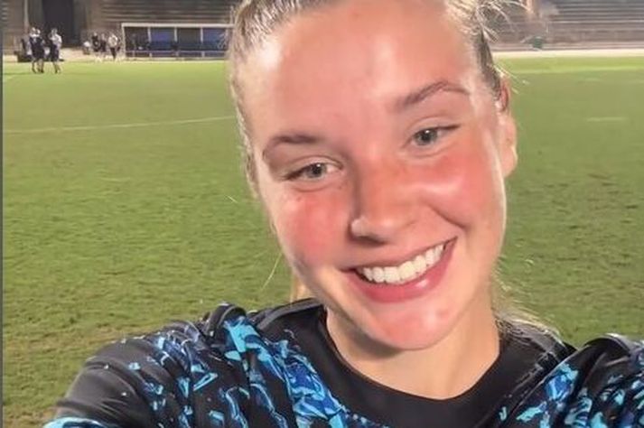 Karólína Lea Vilhjálmsdóttir hafði ástæðu til að brosa eftir leik.