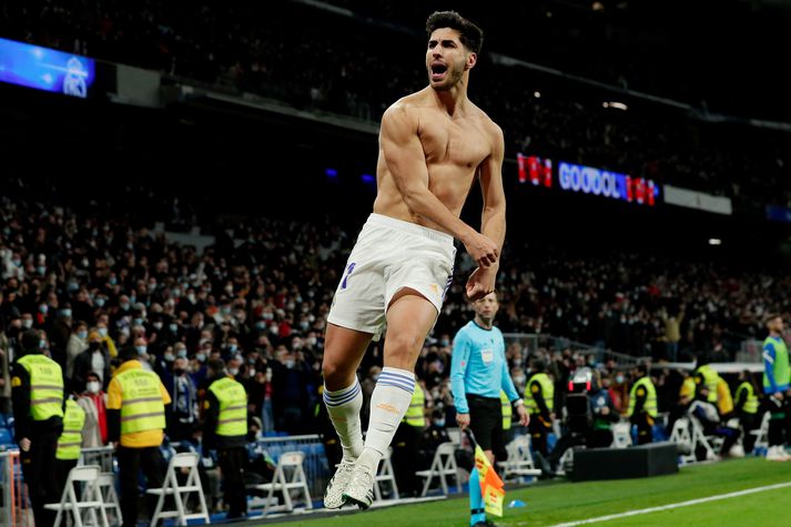 Marco Asensio fagnar sigurmarki kvöldsins.