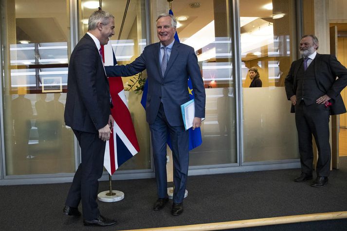 Breski Brexitmálaráðherrann Steve Barclay og Michel Barnier, aðalsamningamaður ESB, funduðu í morgun.