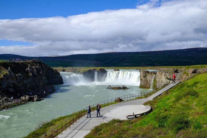 Goðafoss er alla jafna vinsæll ferðamannastaður á Norðurlandi.